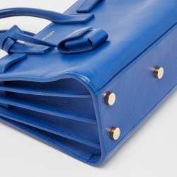 Pre Owned Saint Laurent Blue Leather Nano Classic Sac De Jour Tote