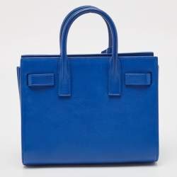 Pre Owned Saint Laurent Blue Leather Nano Classic Sac De Jour Tote