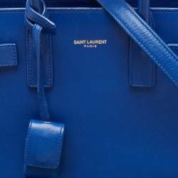 Pre Owned Saint Laurent Blue Leather Nano Classic Sac De Jour Tote