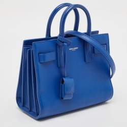Pre Owned Saint Laurent Blue Leather Nano Classic Sac De Jour Tote