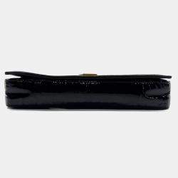 Saint Laurent Black Patent Leather Monogram Chain Shoulder Bag