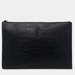 Pre Owned Saint Laurent Black Leather Clutch