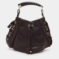 Saint Laurent Paris Brown Leather Mombasa Hobo
