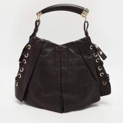 Saint Laurent Paris Brown Leather Mombasa Hobo