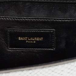 Saint Laurent Silver Python Kate Monogram Clutch
