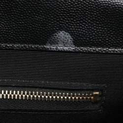 Pre Owned Saint Laurent Black Chevron Leather Large Monogram Envelope Shoulder Bag