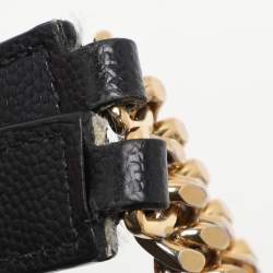 Pre Owned Saint Laurent Black Chevron Leather Large Monogram Envelope Shoulder Bag