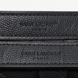 Pre Owned Saint Laurent Black Chevron Leather Large Monogram Envelope Shoulder Bag