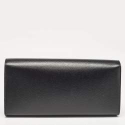 Saint Laurent Black Leather Monogram Cassandre Clutch