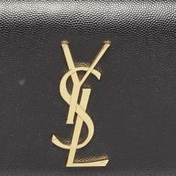 Saint Laurent Black Leather Monogram Cassandre Clutch