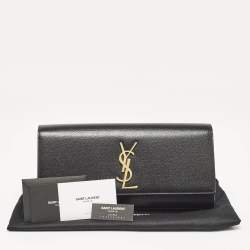 Saint Laurent Black Leather Monogram Cassandre Clutch
