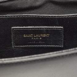 Saint Laurent Black Leather Monogram Cassandre Clutch