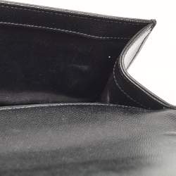 Saint Laurent Black Leather Monogram Cassandre Clutch