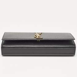 Saint Laurent Black Leather Monogram Cassandre Clutch