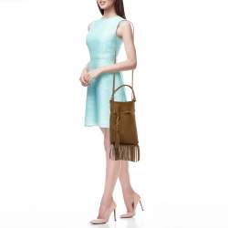 Pre Owned Saint Laurent Brown Suede Tassle Fringe Bucket Bag