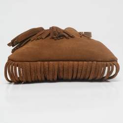 Pre Owned Saint Laurent Brown Suede Tassle Fringe Bucket Bag