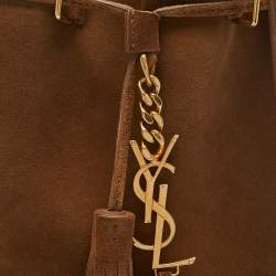 Pre Owned Saint Laurent Brown Suede Tassle Fringe Bucket Bag