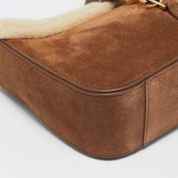 Saint Laurent Brown Suede and Shearling LE 5 À 7 Shoulder Bag