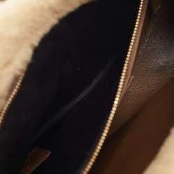 Saint Laurent Brown Suede and Shearling LE 5 À 7 Shoulder Bag