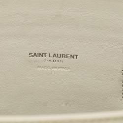 Pre Owned Saint Laurent White Croc Embossed Leather Baby Classic Sac De Jour Tote