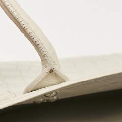 Pre Owned Saint Laurent White Croc Embossed Leather Baby Classic Sac De Jour Tote