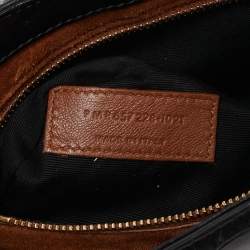 Saint Laurent Black Croc Embossed Leather LE 5 À 7 Shoulder Bag