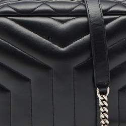 Saint Laurent Black Matelasse Leather Loulou Bowling Bag