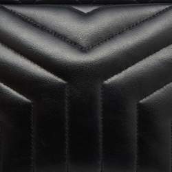Saint Laurent Black Matelasse Leather Loulou Bowling Bag