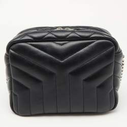 Saint Laurent Black Matelasse Leather Loulou Bowling Bag