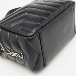 Saint Laurent Black Matelasse Leather Loulou Bowling Bag