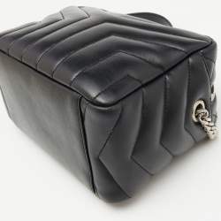 Saint Laurent Black Matelasse Leather Loulou Bowling Bag