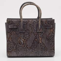 Saint Laurent Dark Grey Python Baby Classic Sac De Jour Tote