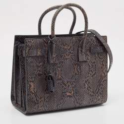 Saint Laurent Dark Grey Python Baby Classic Sac De Jour Tote