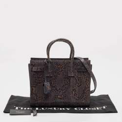 Saint Laurent Dark Grey Python Baby Classic Sac De Jour Tote