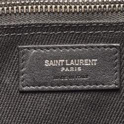 Pre Owned Saint Laurent Black Canvas and Leather Large Rive Gauche Tote