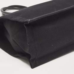 Pre Owned Saint Laurent Black Canvas and Leather Large Rive Gauche Tote