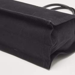 Pre Owned Saint Laurent Black Canvas and Leather Large Rive Gauche Tote