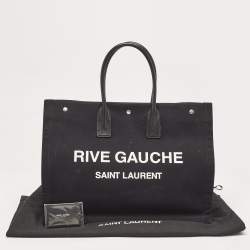 Pre Owned Saint Laurent Black Canvas and Leather Large Rive Gauche Tote