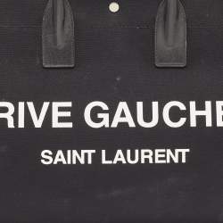 Pre Owned Saint Laurent Black Canvas and Leather Large Rive Gauche Tote