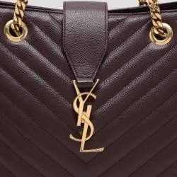 Saint Laurent Burgundy Matelassé Leather Monogram Shopper Tote