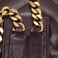 Saint Laurent Burgundy Matelassé Leather Monogram Shopper Tote