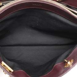 Saint Laurent Burgundy Matelassé Leather Monogram Shopper Tote