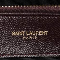 Saint Laurent Burgundy Matelassé Leather Monogram Shopper Tote