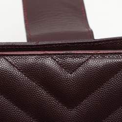 Saint Laurent Burgundy Matelassé Leather Monogram Shopper Tote