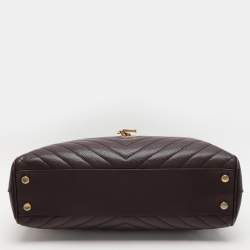 Saint Laurent Burgundy Matelassé Leather Monogram Shopper Tote