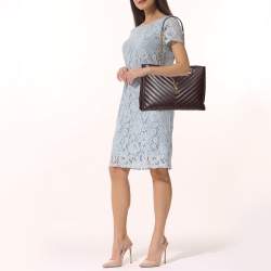 Saint Laurent Burgundy Matelassé Leather Monogram Shopper Tote