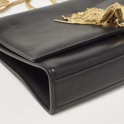 Pre Owned Saint Laurent Black Leather Medium Kate Tassel Crossbody Bag
