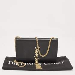 Pre Owned Saint Laurent Black Leather Medium Kate Tassel Crossbody Bag