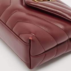 Pre Owned Saint Laurent Burgundy Quilted Leather Toy Loulou Crossbody Bag