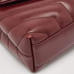Pre Owned Saint Laurent Burgundy Quilted Leather Toy Loulou Crossbody Bag
